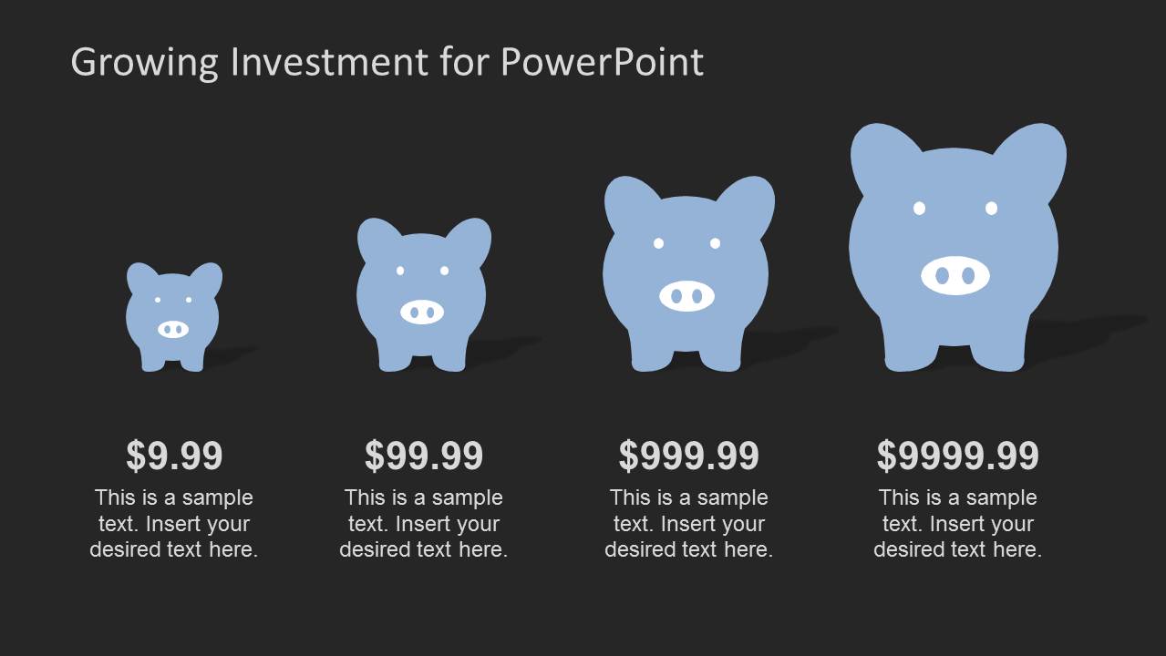 PowerPoint Shapes of Piggy Banks Different Sizes