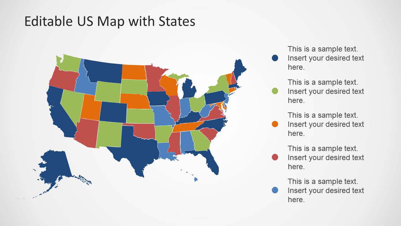 Editable Us Map Template For Powerpoint With States Slidemodel