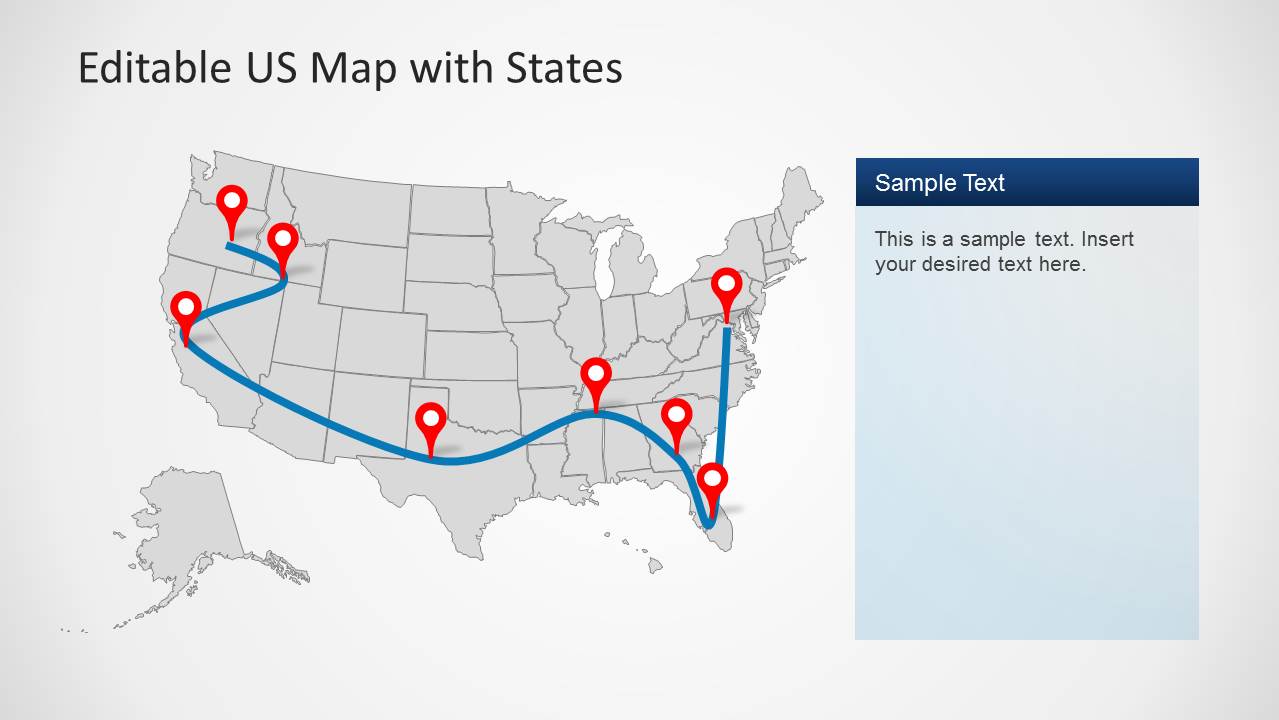 US Map Template For PowerPoint With Editable States SlideModel