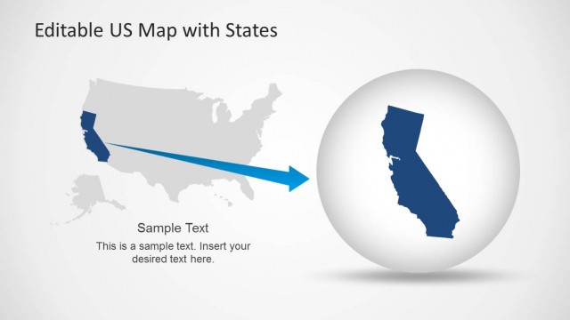 United States Map for PowerPoint With California Highlight