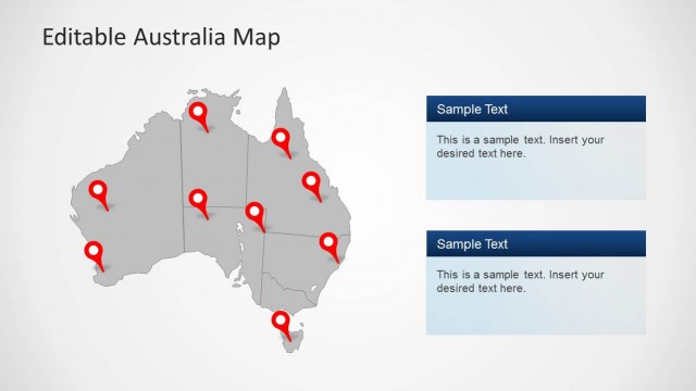 Grey Australia Map With GPS Location Marker