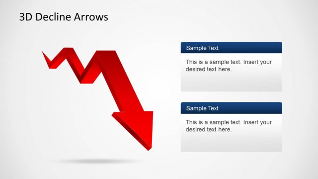 Red Decline Zig Zag Arrow for PowerPoint