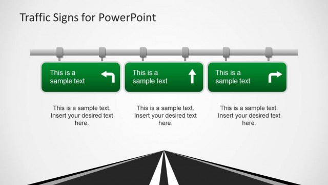 Three Road Signs PowerPoint Template