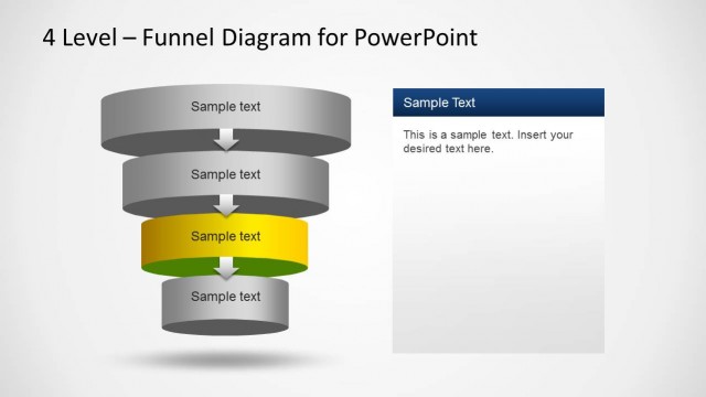 Four 3D Cylindrical Layers PowerPoint Funnel Diagram