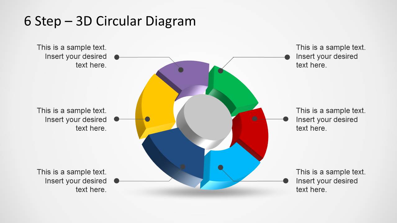 6 Step 3D Circular Diagram Template for PowerPoint SlideModel