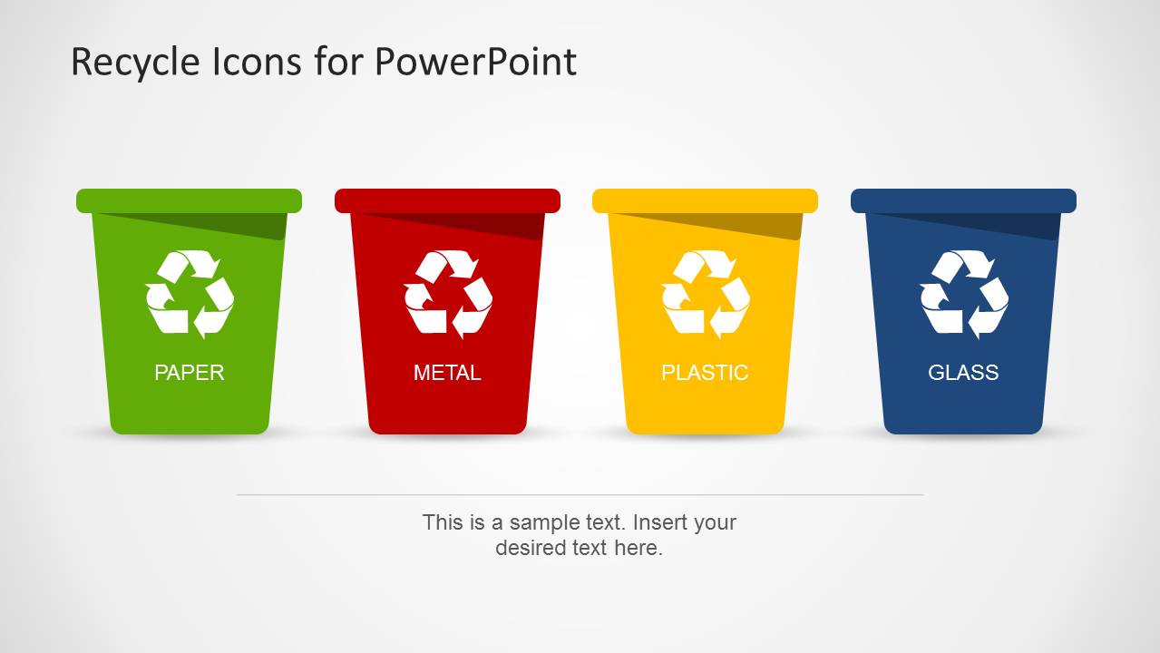 plastic recycle material symbol for PowerPoint Can with Icons Template Recycle Trash