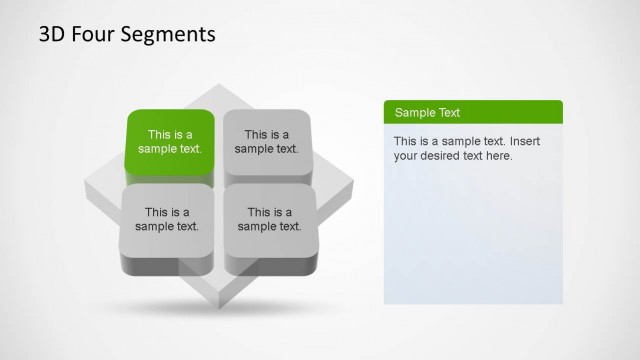 Second Quadrant Highlighted in 3D Diagram for PowerPoint