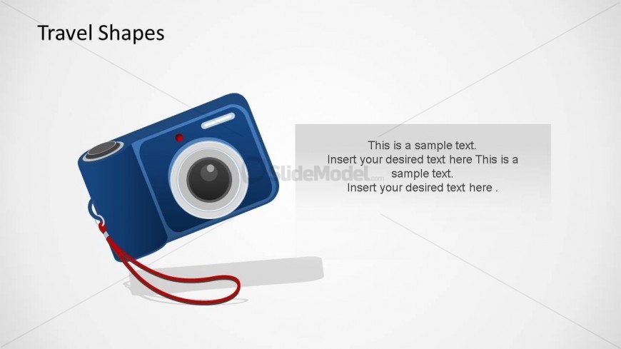 Slide design showing a photo digital camera in a PowerPoint presentation.