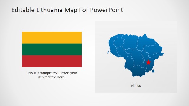 Lithuania National Flag Clipart and Map for PowerPoint