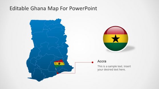 Editable Ghana Outline Map PowerPoint Accra