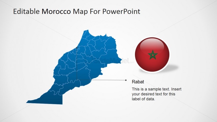 PowerPoint Map of Morocco with Capital City Marker