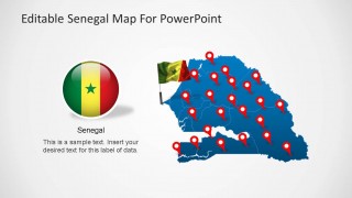 Senegal Editable Map PowerPoint Template with Flag