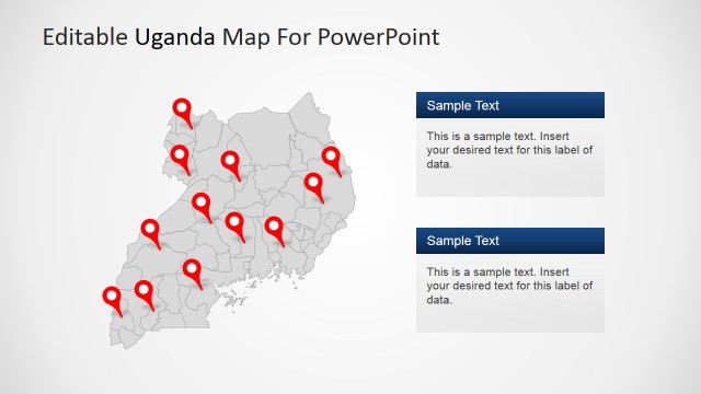 PowerPoint Uganda Map with GPS Location Icons