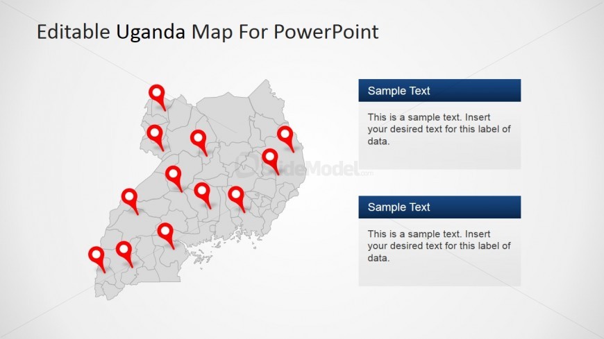 Republic of Uganda Map with GPS Locators