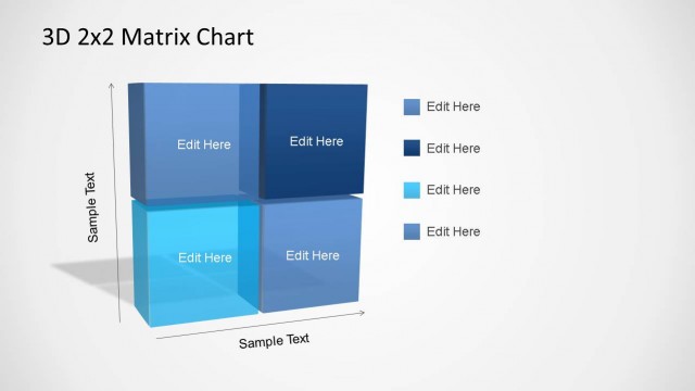 3D Matrix Charts PowerPoint Template 2×2