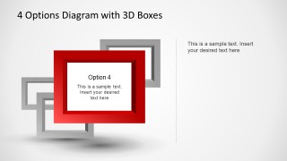 Four 3D Boxes overlapping in Z Axis, generating a 3D depth effect.