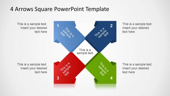 4 3D Arrows Square PowerPoint Template