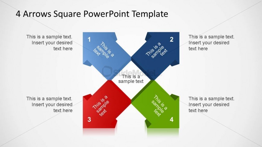 4 3D Arrows Square PowerPoint Template - SlideModel