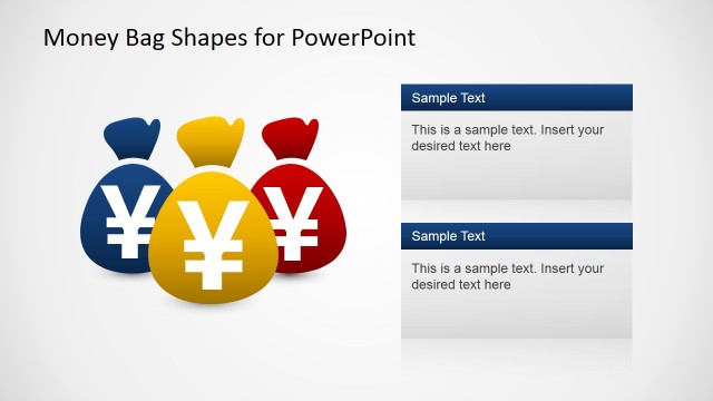 Three Money Bags Yen Symbol with Textboxes