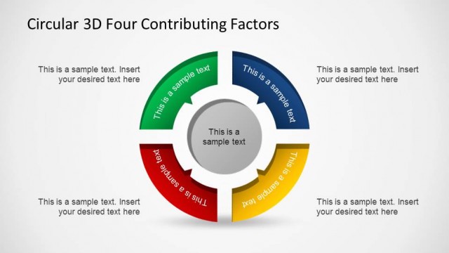 Circular 3D Four Contributing Factors PowerPoint Diagram Vertical Angle
