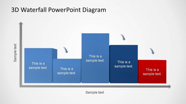 3D Generic Waterfall PowerPoint Diagram cumulative sequence