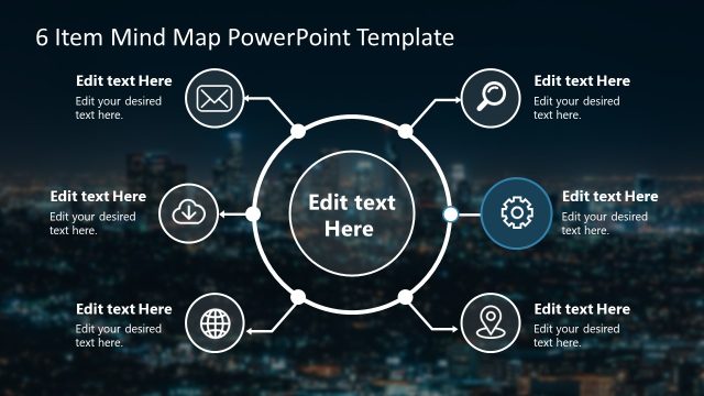 Icon Spotlight Slide – 6-Item Mind Map Template