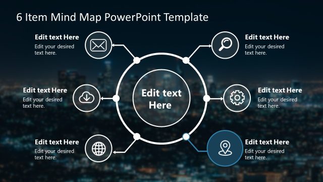 Editable Mind Map PPT Template for 6-Items Presentation