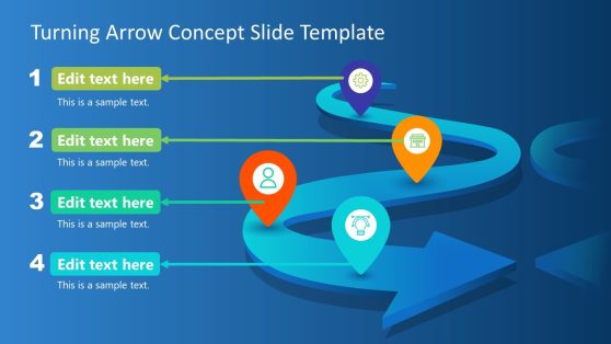 PPT Turning Arrow Concept Diagram for Presentation