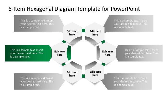 Editable Multi-Color 6-Item Hexagon Diagram