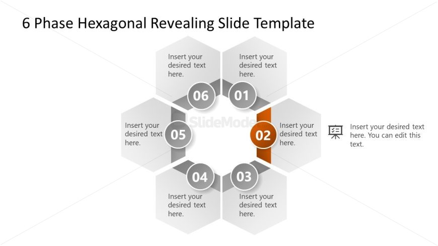 Slide with Relevant Icons - 6-Phase Hexagonal Diagram Template