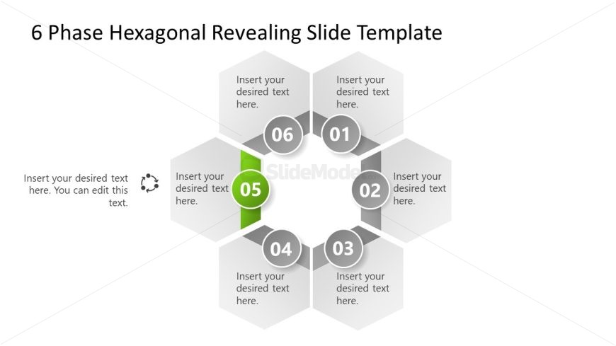 6-Phase Hexagonal Revealing Diagram PPT Template