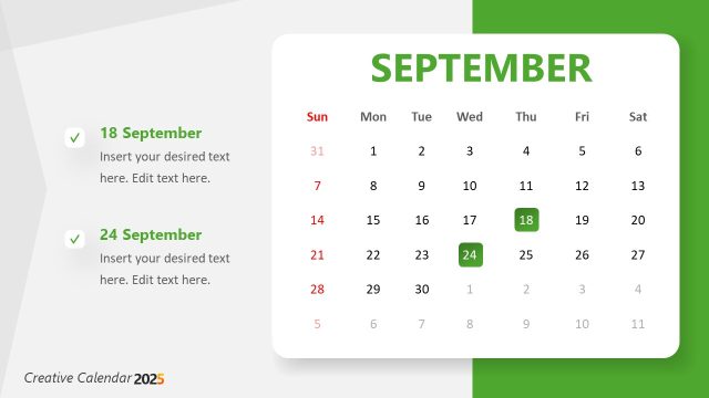 September Slide Template – Creative Calendar 2025