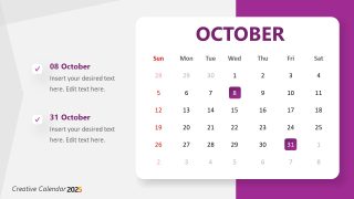 Creative 2025 Calendar PowerPoint Slide Template 