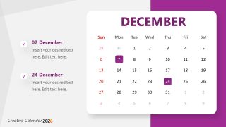 2026 Calendar Slide Template PPT Design 