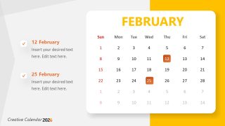 Editable Calendar 2026 PPT Slide