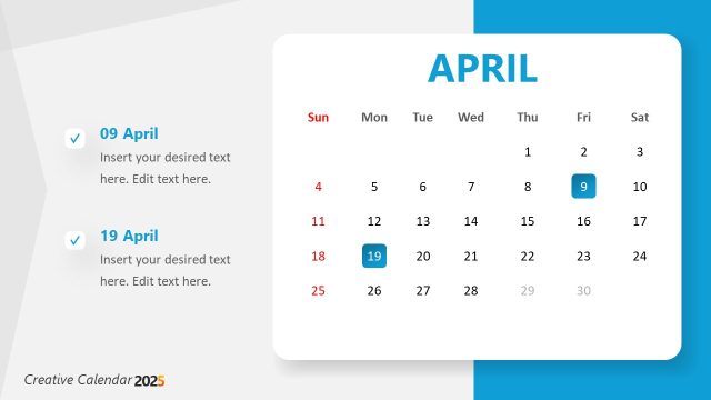 Creative Calendar 2027 Slide Layout