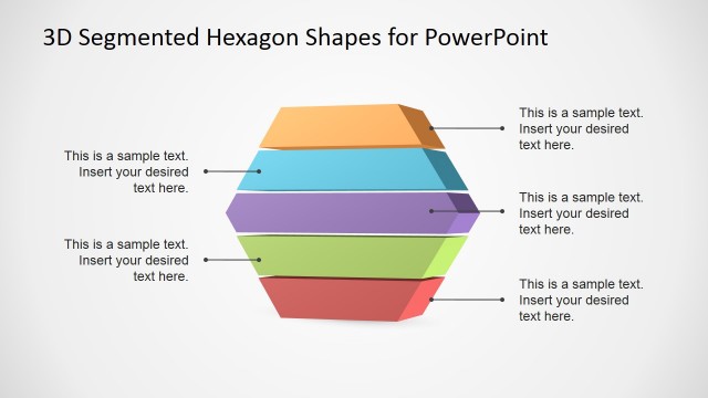3D Horizontal 5 Segments Hexagon PowerPoint Diagram