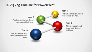 PowerPoint Diagram created with Four milestones using 3D spheres connected with sticks.