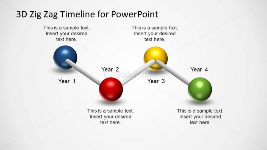 4 Steps Timeline created with 3D Balls and Sticks Diagram.