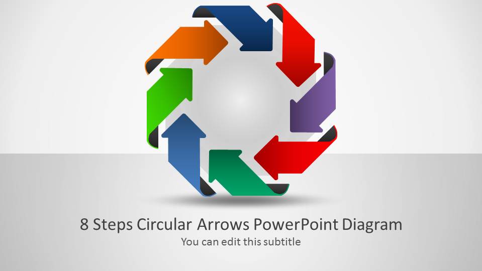 Octagon surrounded of Arrows in clockwise flow forming and 8 Steps Diagram