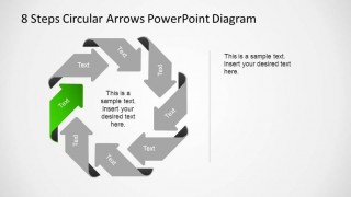 8 Steps Circular Arrows PowerPoint Diagram with Highlighted Arrow