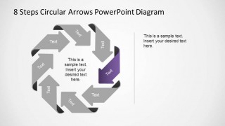 Fourth Steps Highlighted in an 8 Steps Circular Arrows PowerPoint Diagram