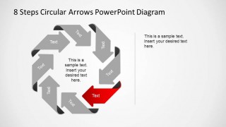 Fifth Step Highlighted in an 8 Steps Circular Arrows PowerPoint Diagram