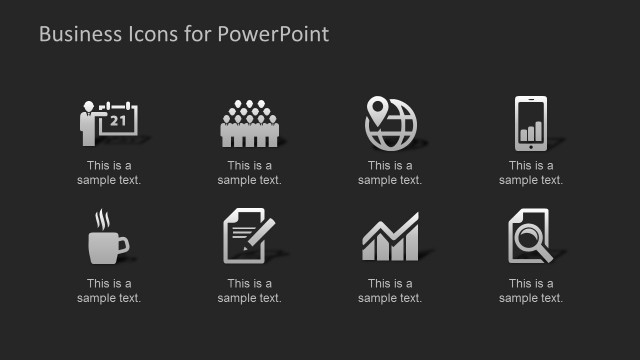 Black Background Flat Design PowerPoint Icons