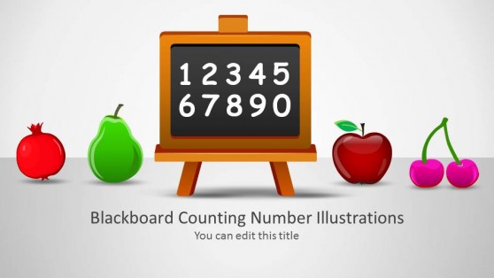 Blackboard with numbers and fruit illustrations splash page