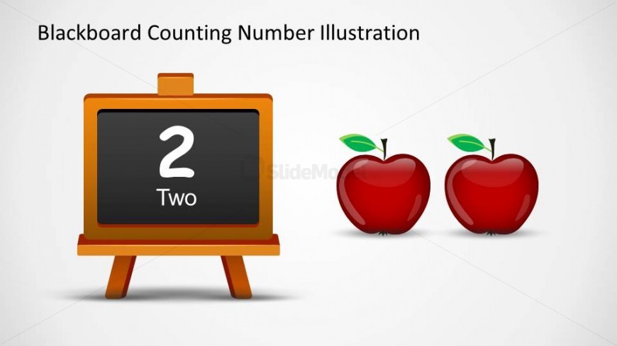 PowerPoint Blackboard shape with number two writen in word and number