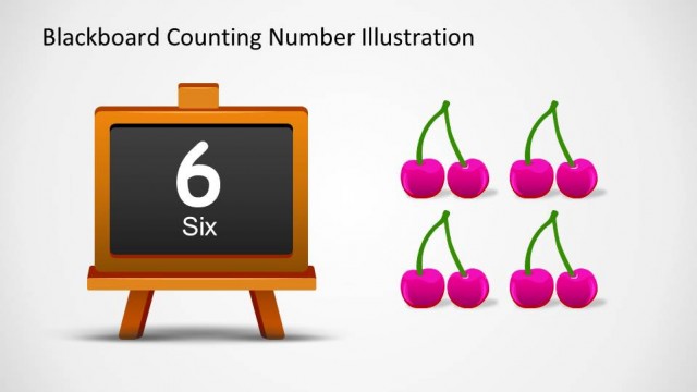 Number and Word 6 Written with Chalk in Blackboard