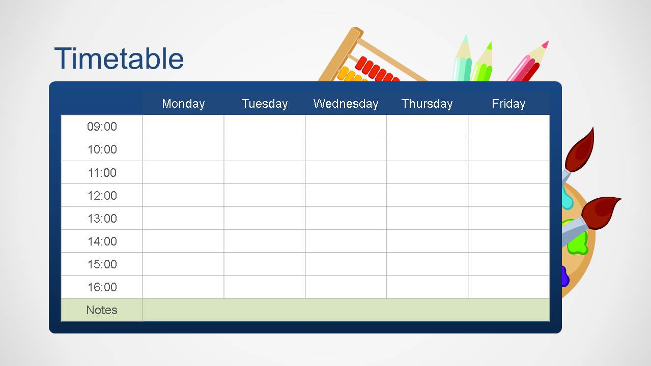 School Editable Timetable PowerPoint Template SlideModel