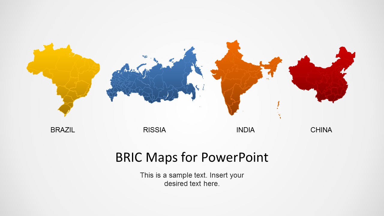 powerpoint flowchart in SlideModel BRIC Maps Template for   PowerPoint