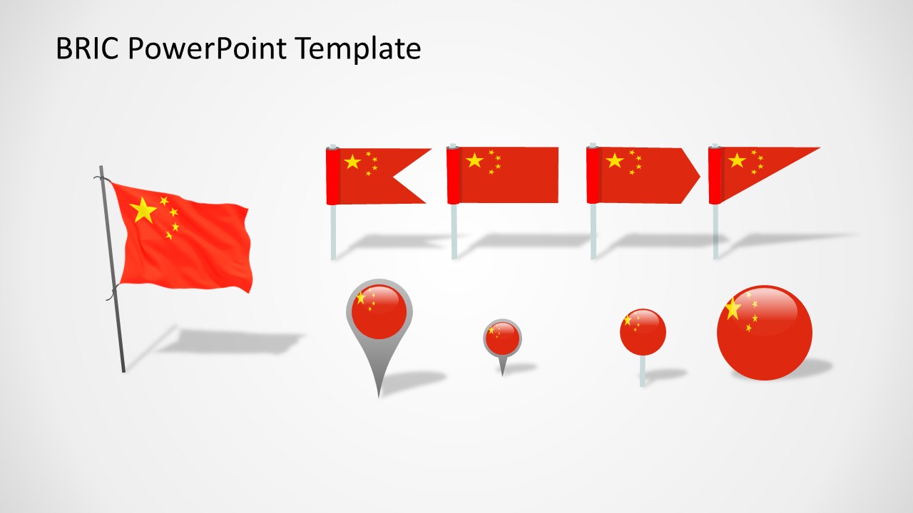 Useful cliparts of China flags and badges ready to be used in PowerPoint presentations